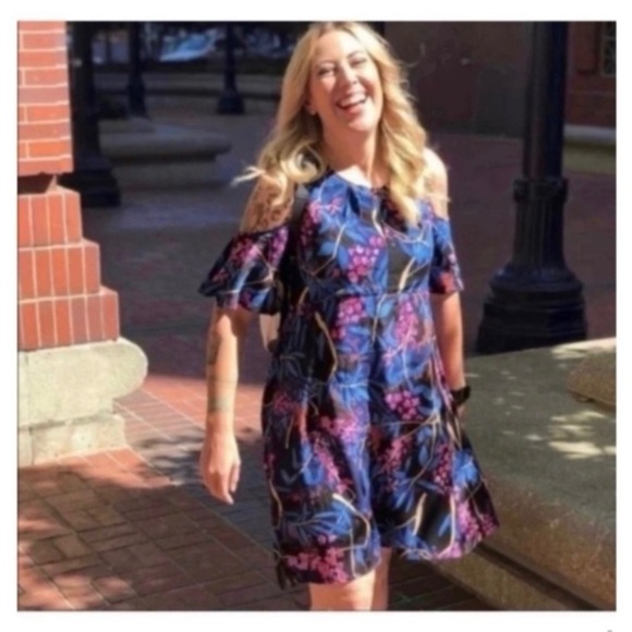 ANTHROPOLOGIE Navy Floral Dress - Picture 3 of 5